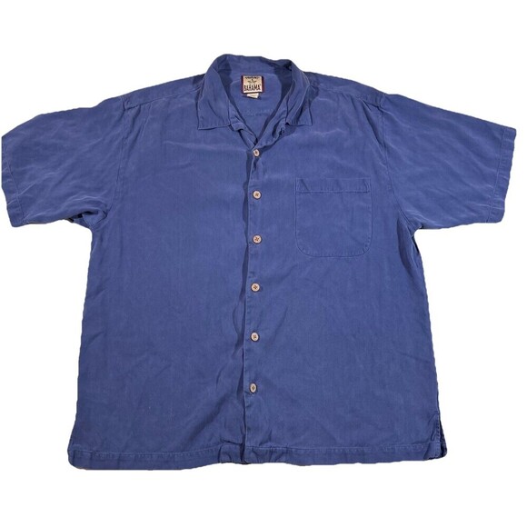 Tommy Bahama Other - Tommy Bahama 100% Silk Herringbone Short Sleeve Camp Shirt Blue Men's Large Y2K